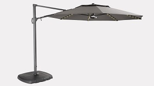 Kettler 3.3m Free Arm Parasol with LEDs & Speakers - Grey / Taupe | Local Delivery Only