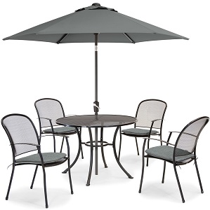 Kettler Caredo 4 Seat Dining Set with Parasol - Slate