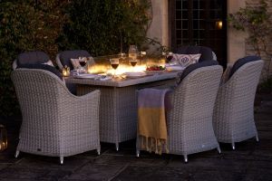 Bramblecrest Monterey 6 Seat Dining Firepit Set - Dove Grey