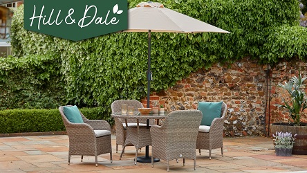 Hill & Dale Malham 4 Seat Dining Set with Parasol