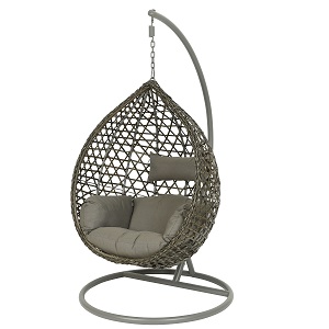 Kaemingk Montreal Single Grey Wicker Tulip Egg Chair (incl Cushions) | Local Delivery Only