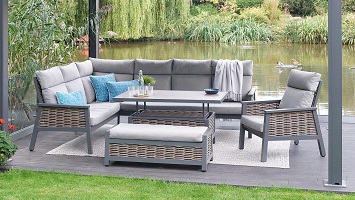 Leisuregrow Seville Corner Set with Adjustable Table & Lounge Chair