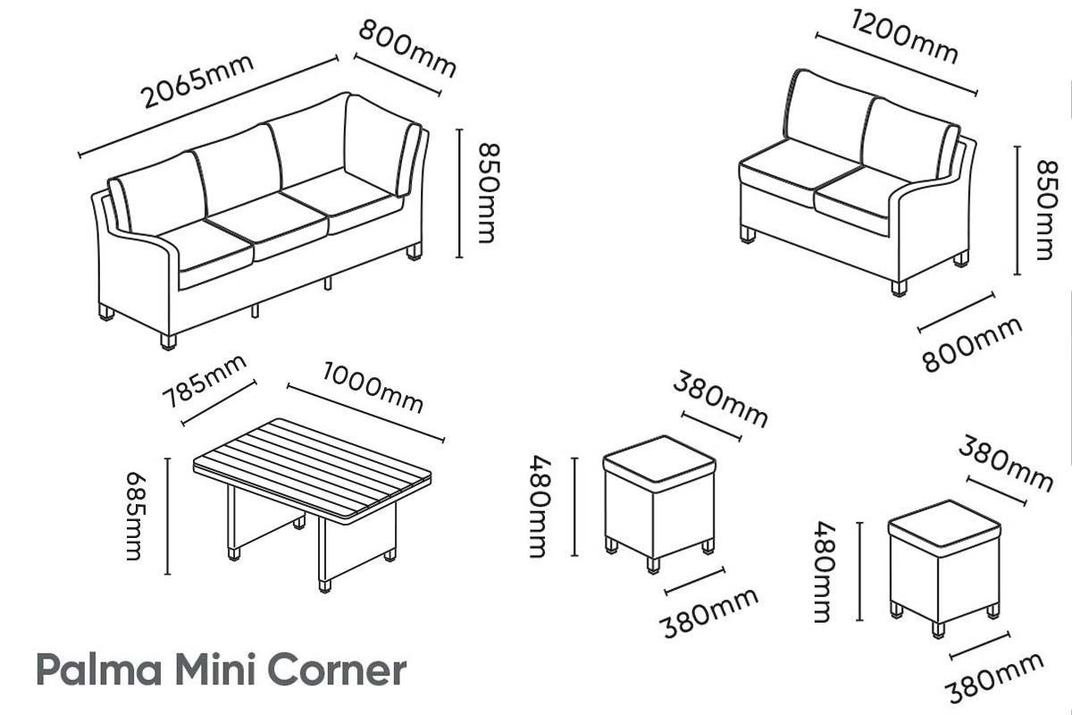 Kettler Palma Mini Corner Set - Whitewash