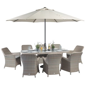 Supremo Venice 8 Seat Oval Dining Set- Parasol Supplied Separately